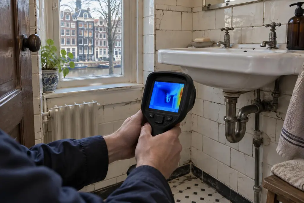 Lekdetectie Harskamp – badkamer met oude leidingen achter de tegels