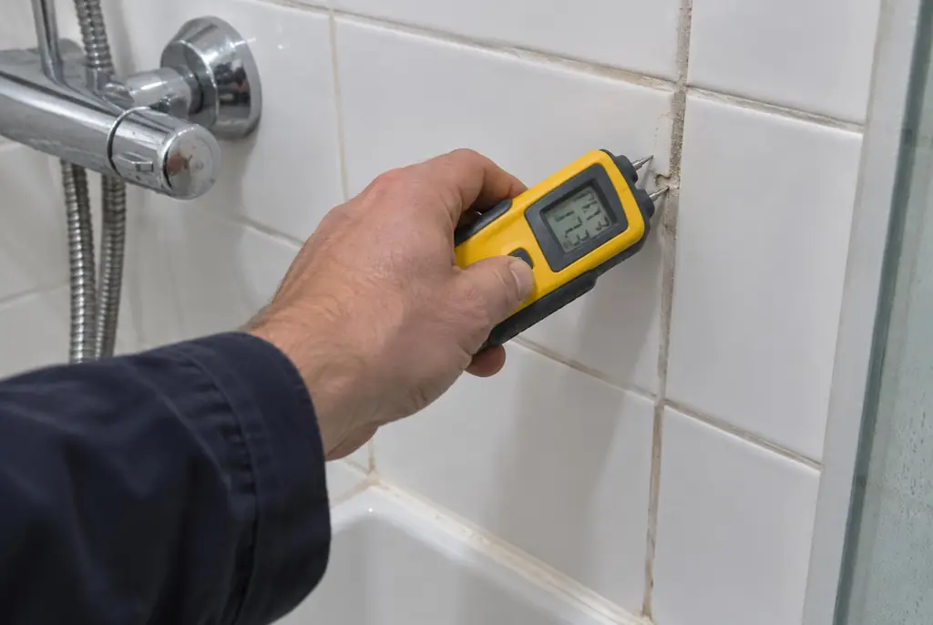 Lekdetectie Harskamp – vochtmeter op badkamertegels bij de douche